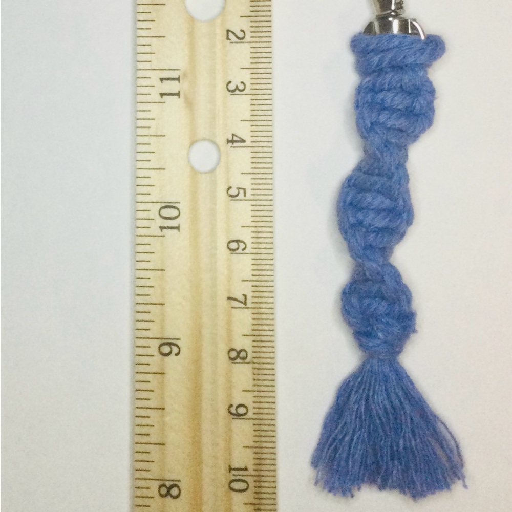 Blue Spiral Macrame Keychain Accessory - Picture 4 of 5